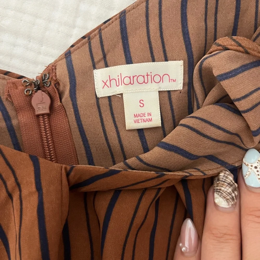 Xhilaration Brown and Navy Striped Jumpsuit - Picture 5 of 9